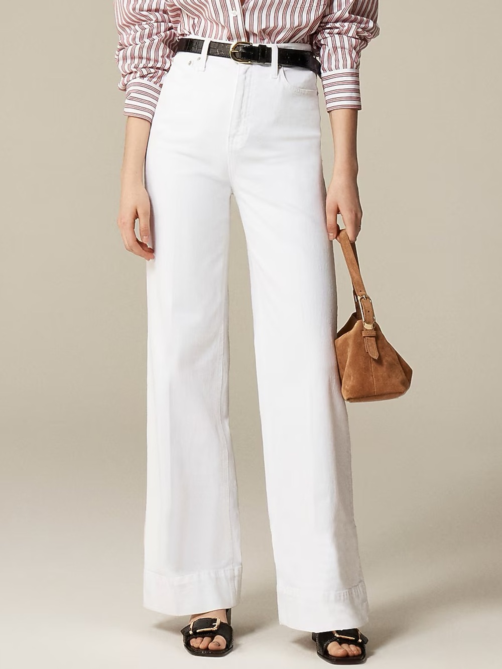 J.Crew Denim CH679 High Rise Trouser Jeans White Wide Leg Size 28 NWT